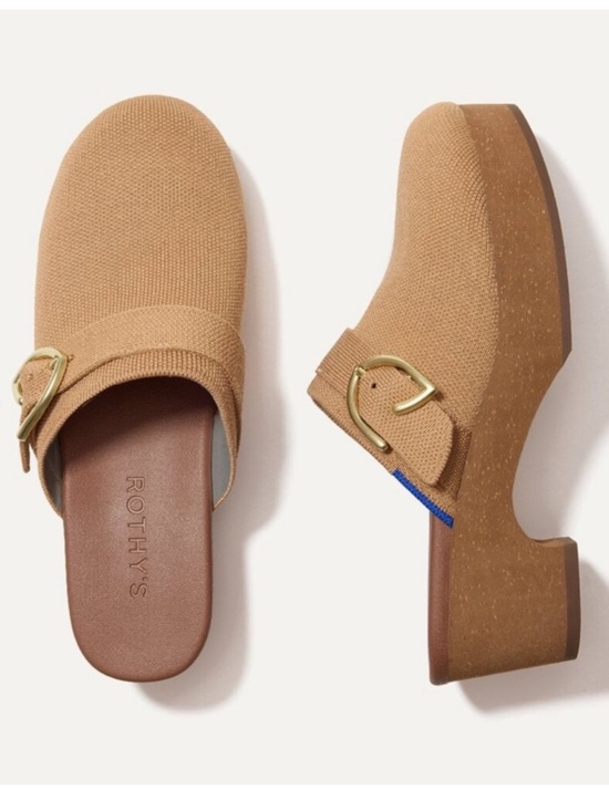 Rothy's Shoes - Rothy's Women’s The Classic Buckle Clog Butternut size 8 Tan Knit Mules